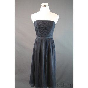 J.Crew Strapless Silk Chiffon Mindy Dress 2, 8 $250 Above Knee Navy A0012